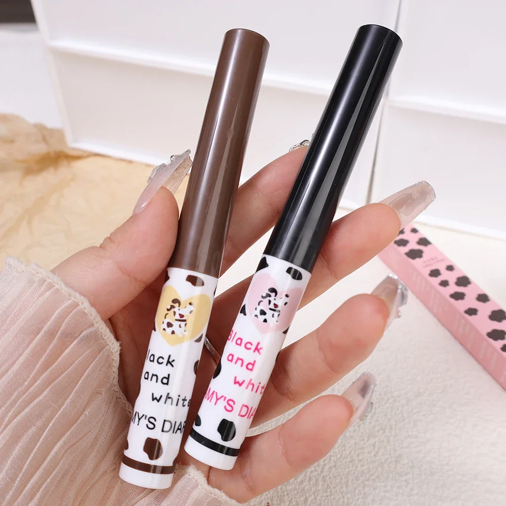 หนา Curling มาสคาร่ากันน้ํากันน้ํา Long Lasting No-faint Ultra-fine ขนาดเล็กหัวแปรงมาสคาร่า Enlarge Eyes แต่งหน้าเครื่องมือ