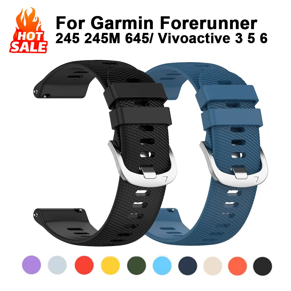 Silicone 20mm Watchband For Garmin Forerunner 245 245M 645 165 168 Vivoactive 3 5 6 Strap Wristband For For Garmin Venu SQ Band