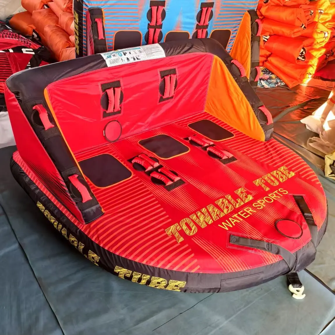 Inflatable PVC Water Ski Tube 3 Person Towable Tubes with Silk Screen Logo 200kg Capacity Unisex Water Sports