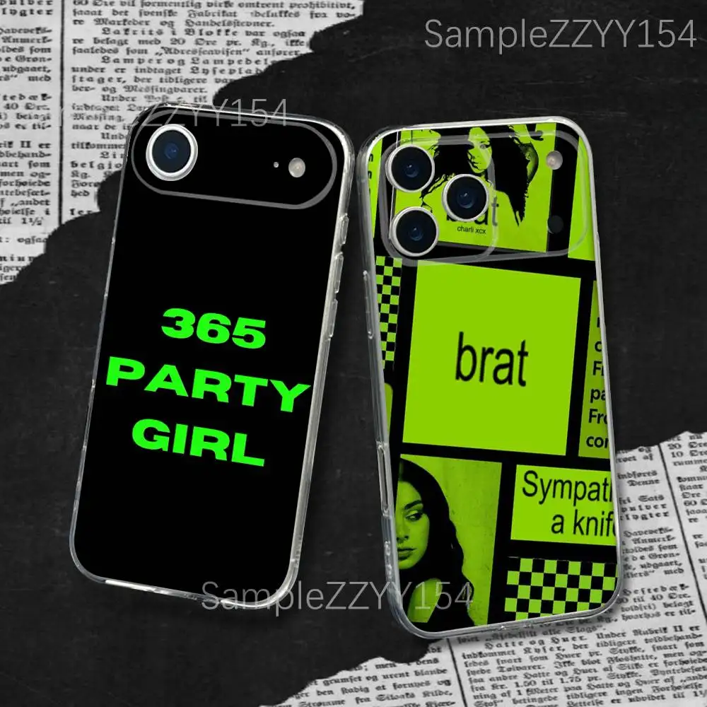 

Charli XCX Brat For iPhone 17,16,15,14,13,12,11 Plus,Pro,Max,XR,XS,X,7,8 Plus,SE,Mini Transparent Thin Phone Case