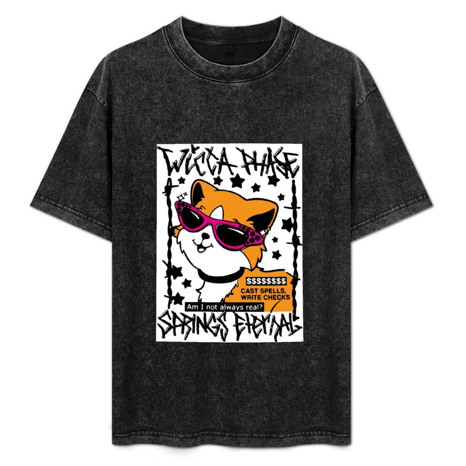 Wicca Phase Springs Eternal Cat Spells T-Shirt Heavy Duty Casual Work Tee