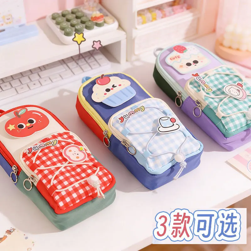 New Small Backpack-Style Apple Case, Large-Capacity Stationery Bag Elementary School Students, High-Appearance Pencil Case For