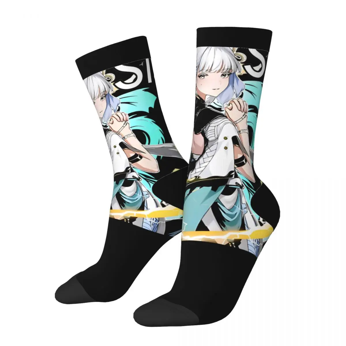 Casual Wuthering Waves Jinhsi Basketball Socks Anime Game Polyester Long Socks for Women Men