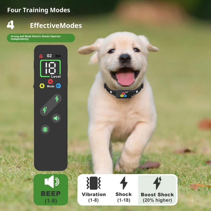 

Smart Dog Training Collar - Color Screen Remote with 3 Modes (Beep/Vibrate/Static) for Bark Control & Behavior Correction