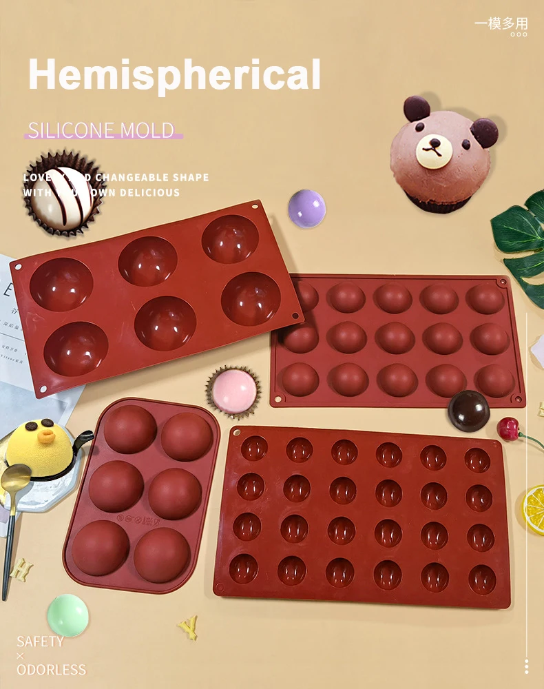 Halbkugel-Silikon-Schokoladenform, halbe Kugel, Kuchenform, Silikonkuppel, Backformen, DIY, Pudding, Süßigkeiten, Gelee, Küche, Backwerkzeug – Detail 1