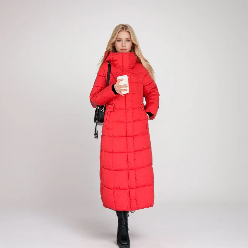 Winter Ladies Long Warm Padded Jacket Big Size Female Outwears Thicken Hooded Coat Women Light Thin White Cotton Jacket Parkas