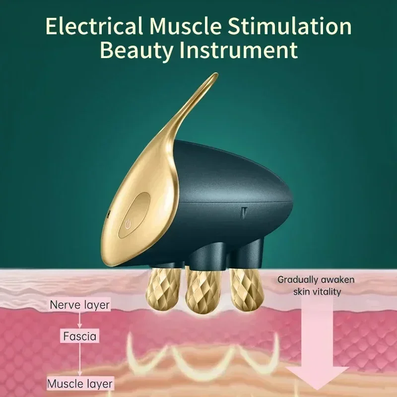 EMS 5 in 1 Facial Massager 4D Massage Head Home Use Facial Device Promote Face Cream Absorption Beauty Tool 5 Light Color Modes