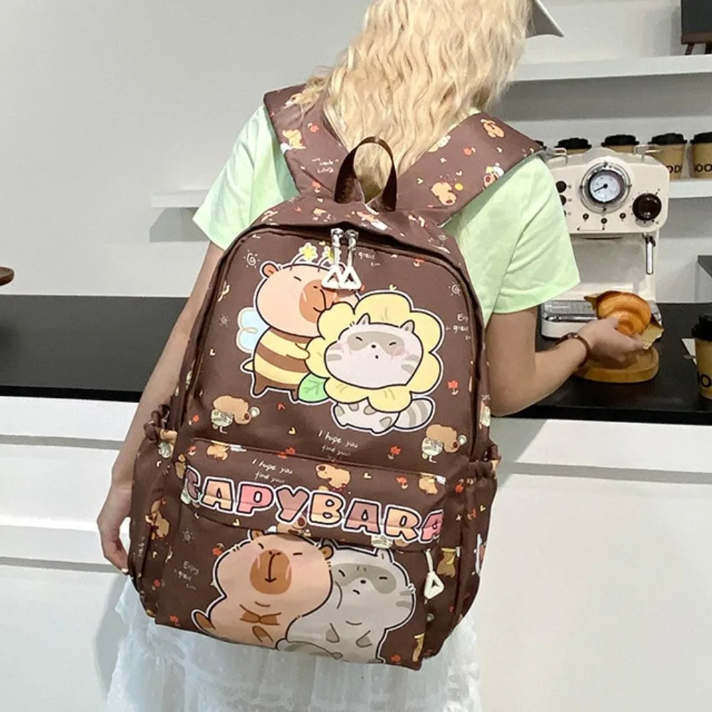 

New Large Capacity Capybara Backpack Breathable Ultra-light Student Schoolbag Nylon Cartoon Book Bag