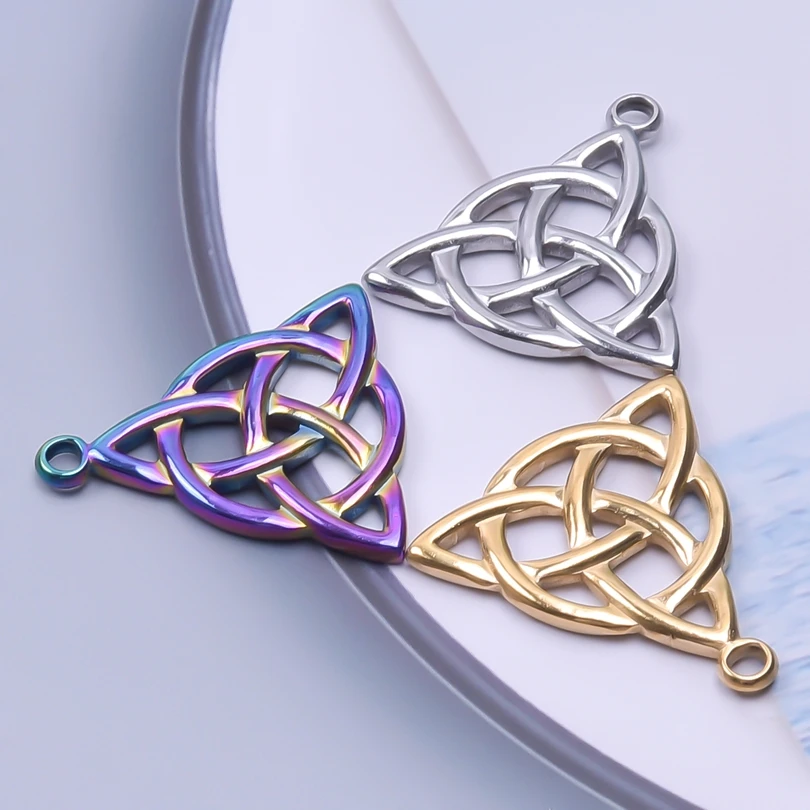 10pcs/lot Vintage Stainless Steel Celtic Knot Trinity Pendants Triquetra Charms Irish Infinity Knot DIY Jewelry Marking Findings