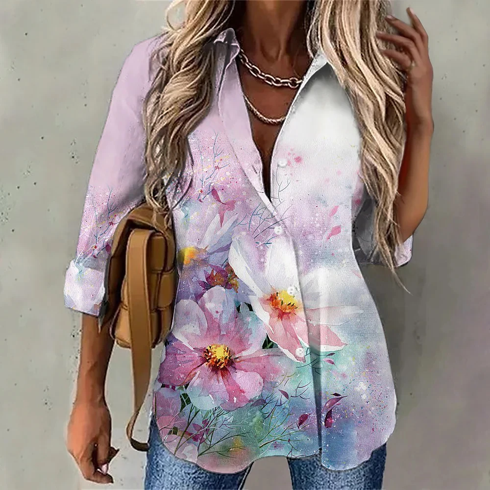 Elegant Loose Shirt Woman Fashion Casual Woman Shirt Temperament Long Sleeve Blouse Holiday Weekend Top