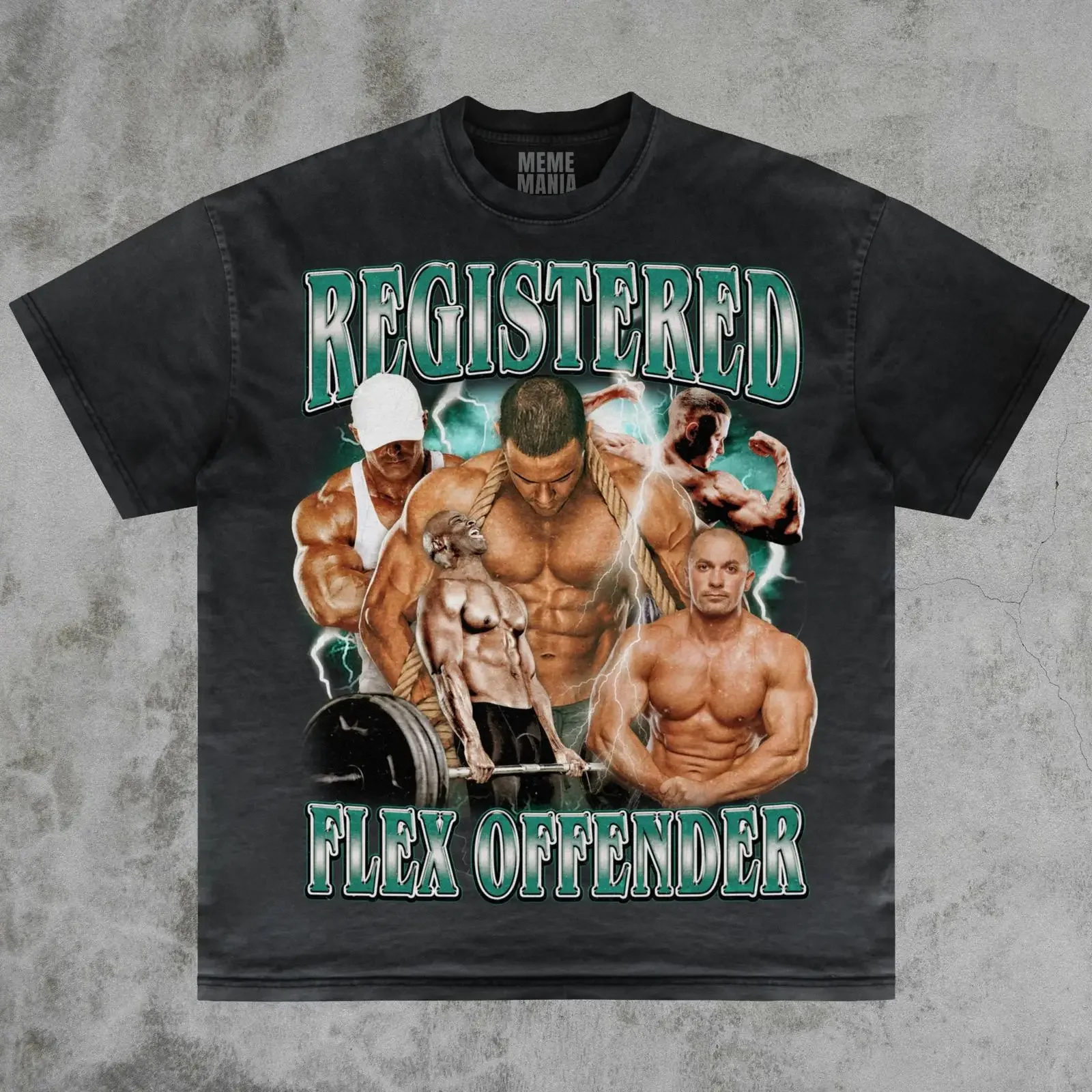 Vintage Registered Flex Offender Gym Meme T Shirt Men Workout Fitness Casual Funny  vintage Washed Unisex Top For Everyday Wear