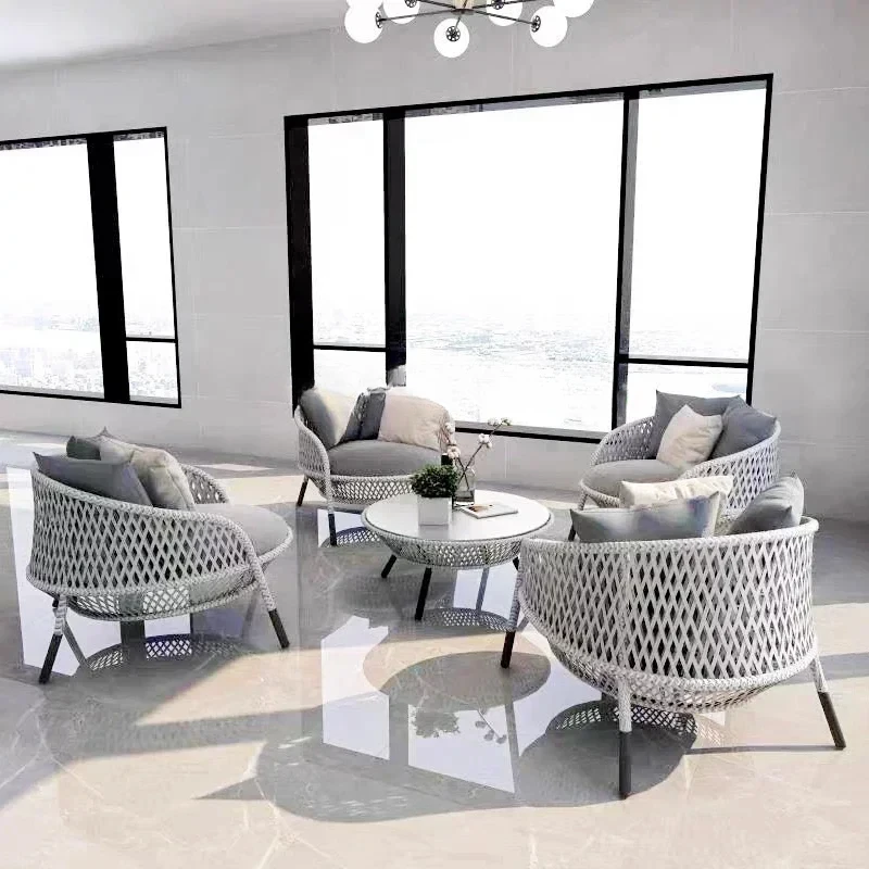 Sofá individual De ratán para exteriores, silla  jardín, balcón, mesa centro De diseñador, Salón nórdico, muebles  Patio