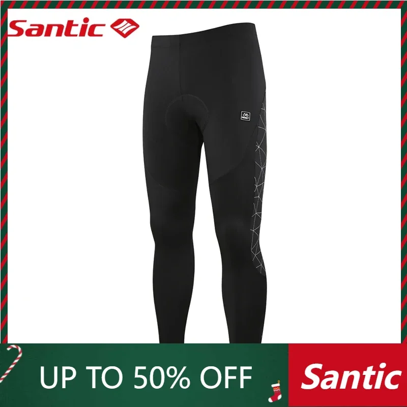 Santic Men\'s Winter Cycling Tights Padded Pants Cycle Leggings Bicycle Bike Trouser-Reflective Winter Warm Windproof K7MB018