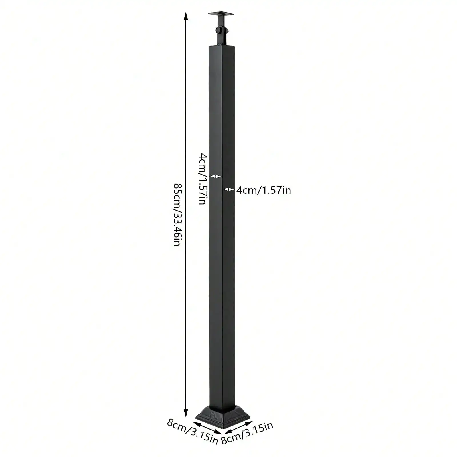 Treppenbalusterpfosten, 85 cm, schwarz, quadratisch, Metallgeländer, Spindeln, Kabelgeländerpfosten für Decktstufen, Garten, Außentreppen, Umbau