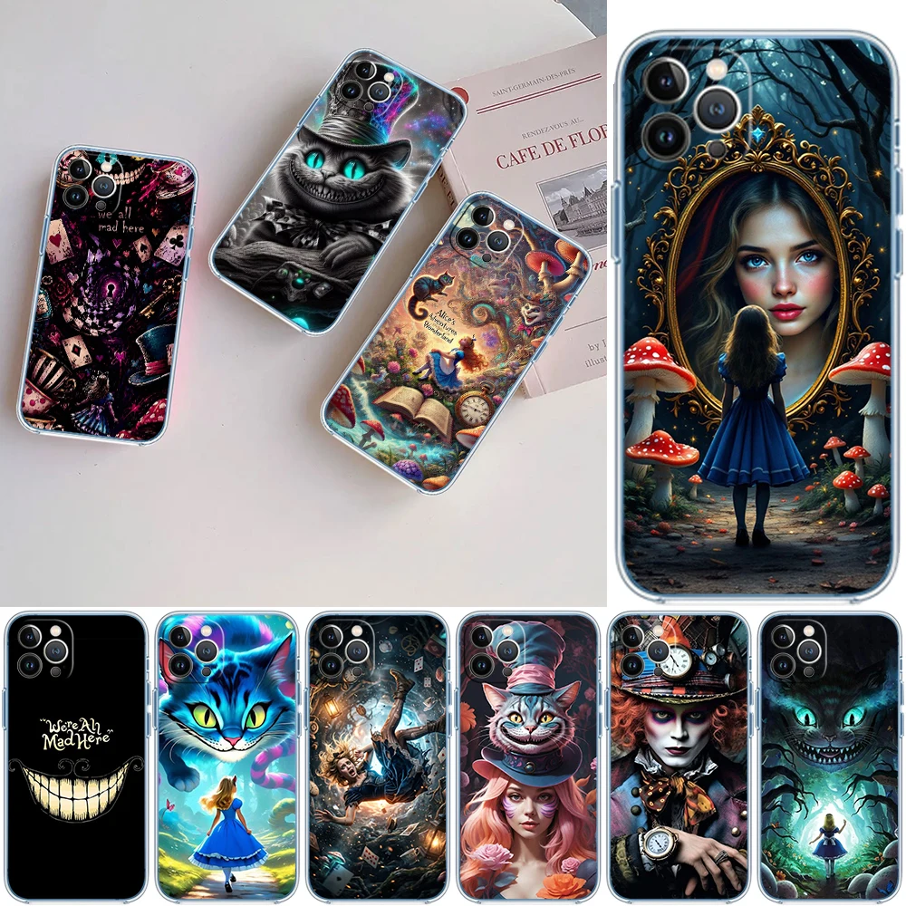 Alice Cat Princess Transparent Phone Case for Samsung Galaxy A04 A04S A14 A23 A34 A54 M23 M33 M52 M53