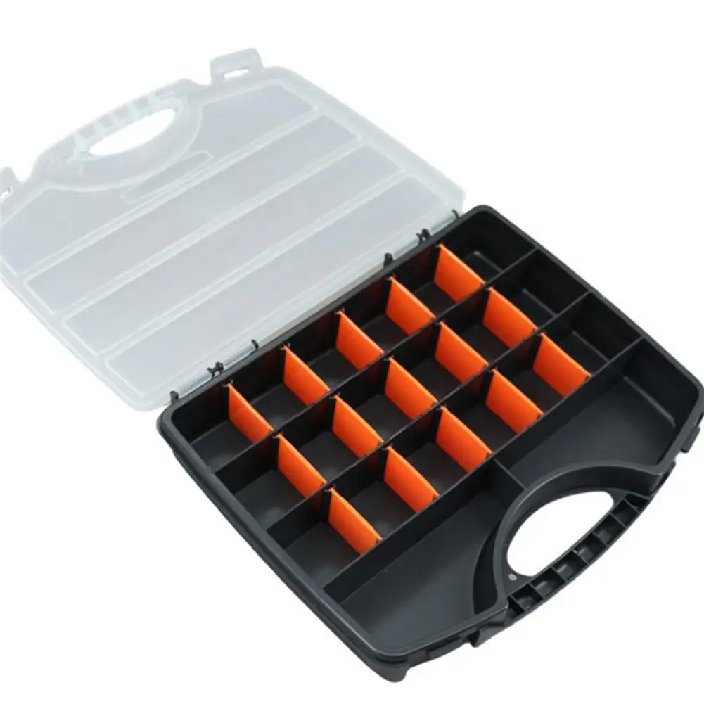 Portable Plastic Parts Box Hardware Parts Storage Box Parts Organizer With Removable Dividers Hinged Lid Tool Storage Box