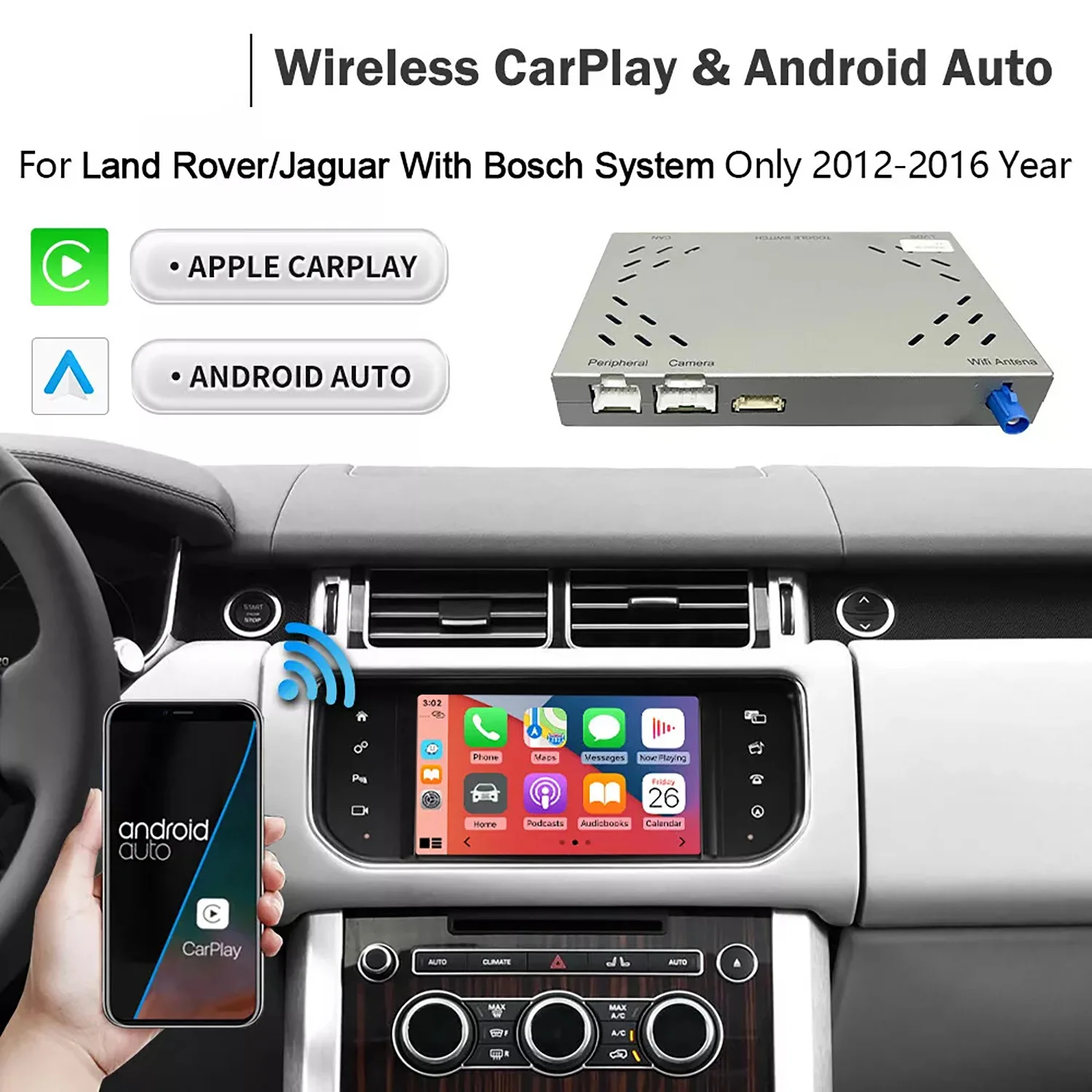 

Wireless CarPlay Interface For Land Rover Grand Evoque Discovery Range Rover Sport 2012-16 With Android Auto IOS AirPlay Mirror