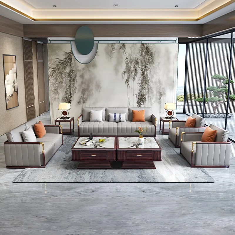 

Customizable New Chinese Ebony Solid Wood Sofa Combination Size Apartment Living Room Villa Household Furniture