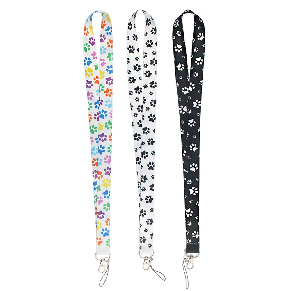 Cute ID Card Rope Camera Strap Hang Rope Badge Lanyard Holder Mobile Phone Straps Paw Print Neck Strap