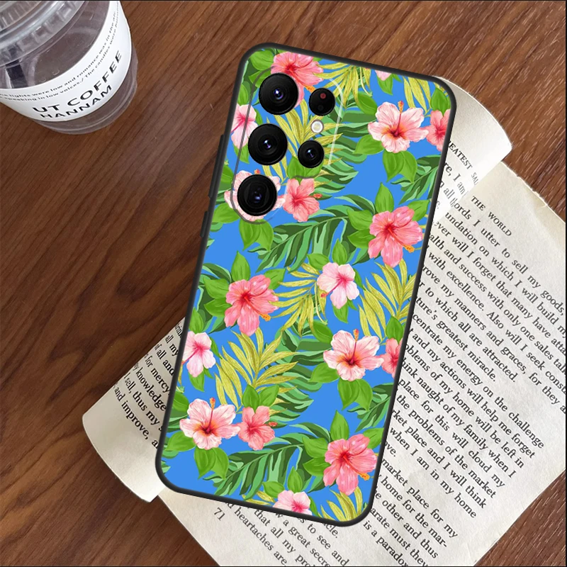 Hibiscus Flowers Floral Hybrid Case For Samsung Galaxy S23 S22 Ultra S20 FE S21 FE S8 S9 S10 Note 10 Plus Note 20 Coque