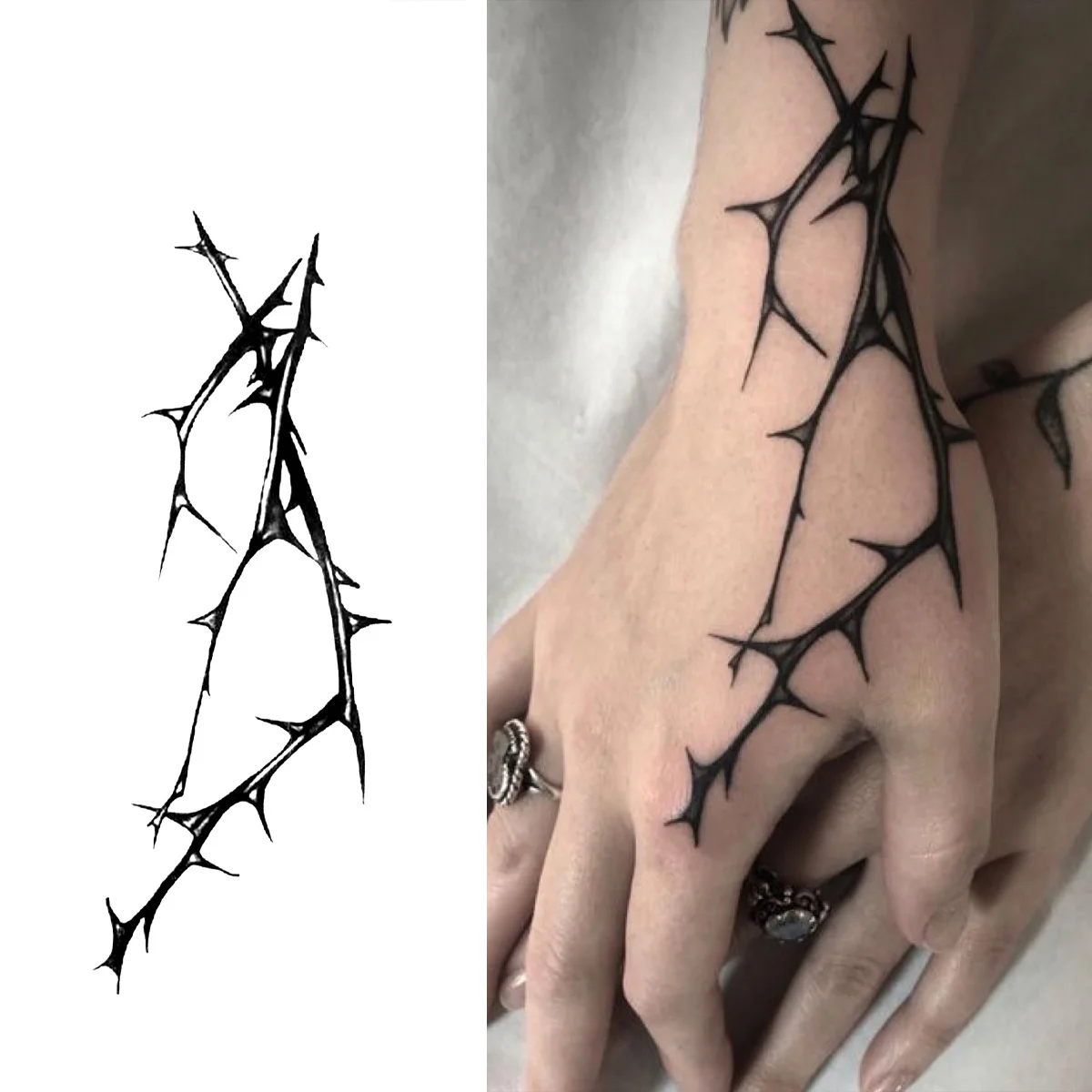 

Long thorns Temporary Tattoo,Lasts To 15 Days New Technology Magic Waterproof Semi Permanent Sticker.