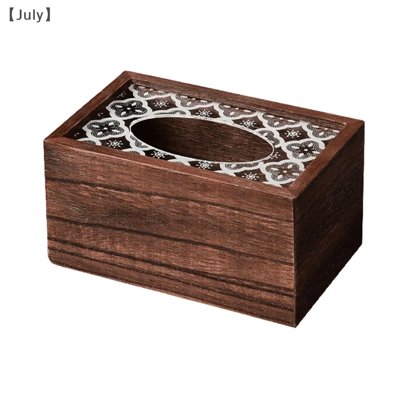 Retro Wooden Tissue Holder Household Paper Towel Storage Box Desktop Napkin Organizer Removable Tissue Boxes For Home Office