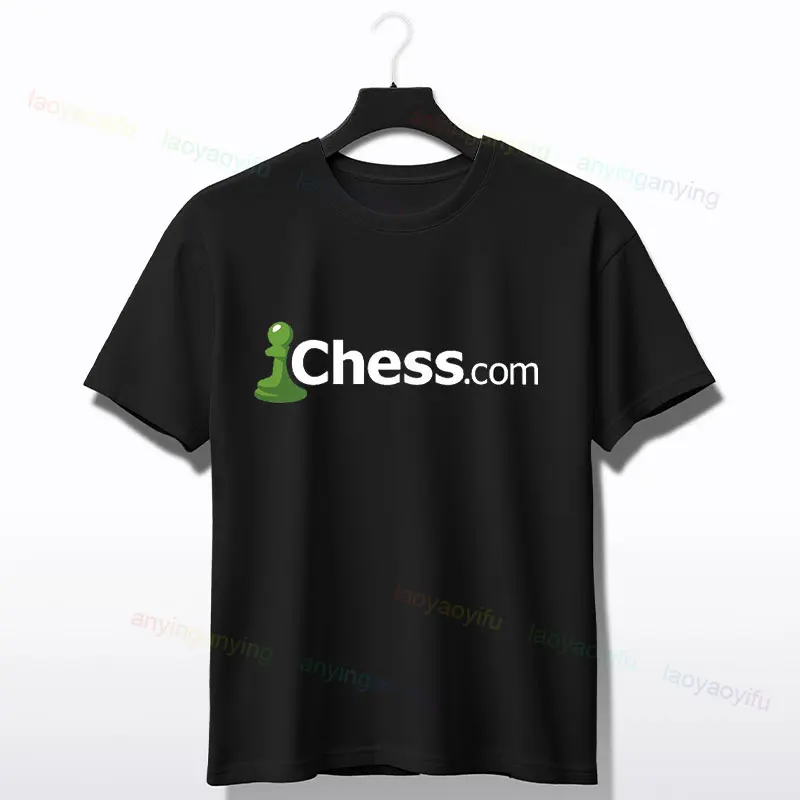 Classic Logo Online Chess Site T-shirt Fashion Short-sleeve O-neck Modern Printing Pure Cotton Tee Outdoor Clothing