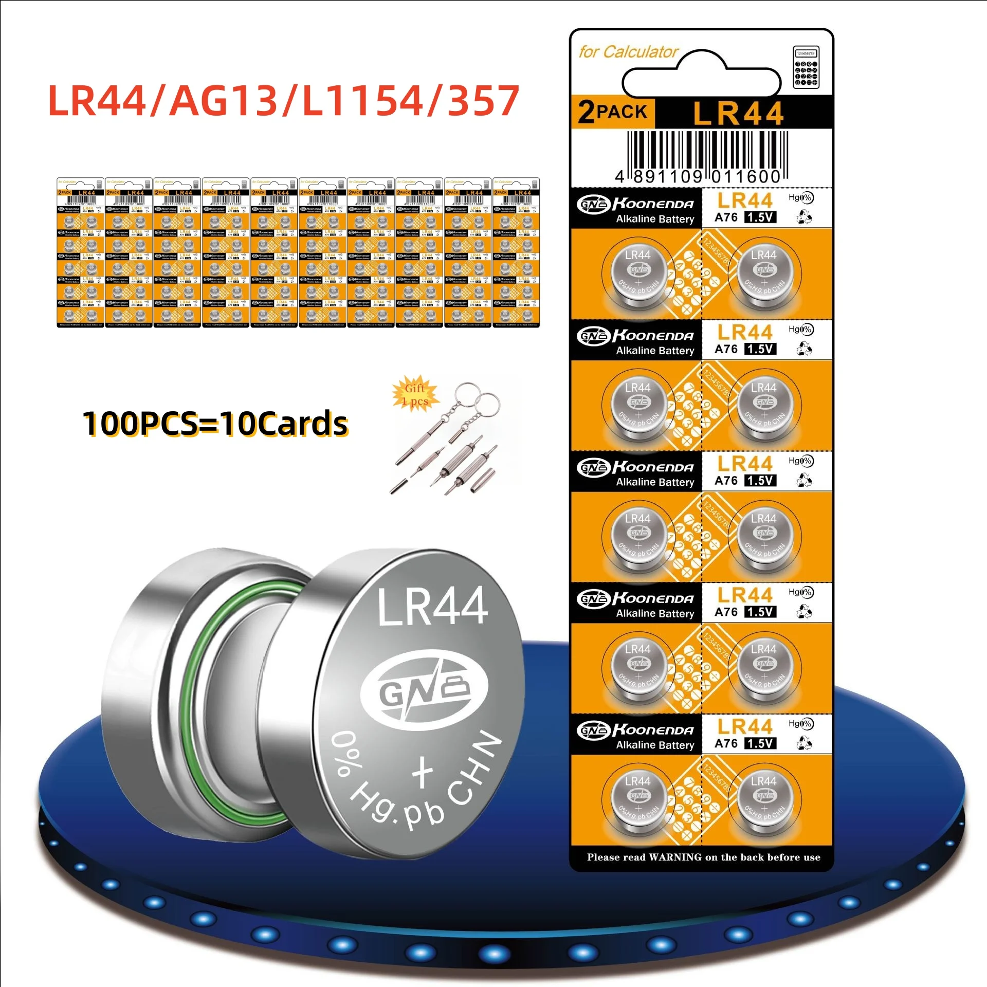 

100pcs LR44 Batteries AG13 L1154 357 Alkaline Battery 1.5V Button Coin Cell Battery for Watch Toys Calculator