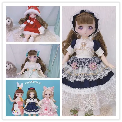 30cml Kawaii BJD Doll Girl 6 Points Joint Movable Doll With Fashion Clothes Soft Hair Dress Up Girl Toys Birthday Gift Doll New