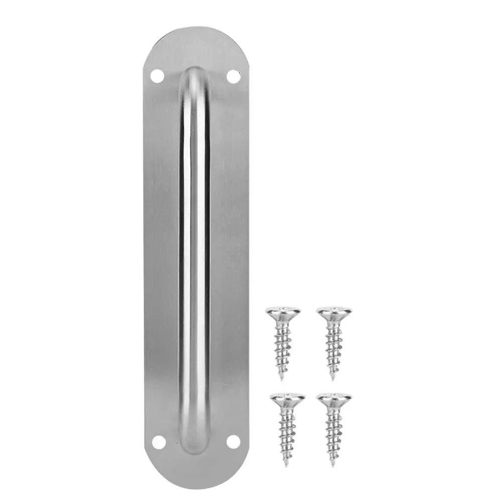 

Modern Stainless Steel Door Pull Handle Round Silver Pull Push Door Handle Durable with Screws Barn Door Pull Access Door