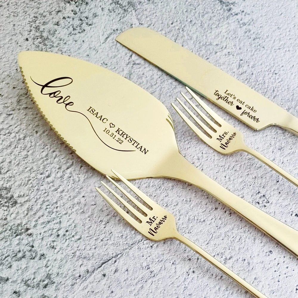 Personalised Cake Knife and Serve Set Wedding Birthday Anniversary Engraved Cake Cutter Spatula Set Gifts For Bridal Shower