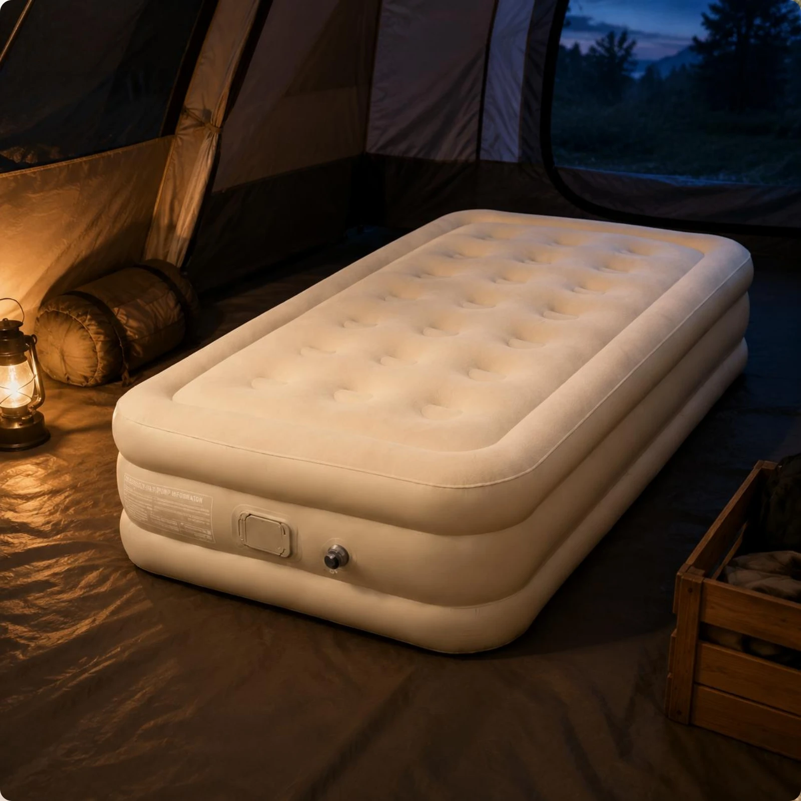 Portable Camping Air Mattress Built-in Pump Auto Inflate Bed Flocked Air Bed Sturdy Support Thick Inflatable Mattress Versatile - view 5