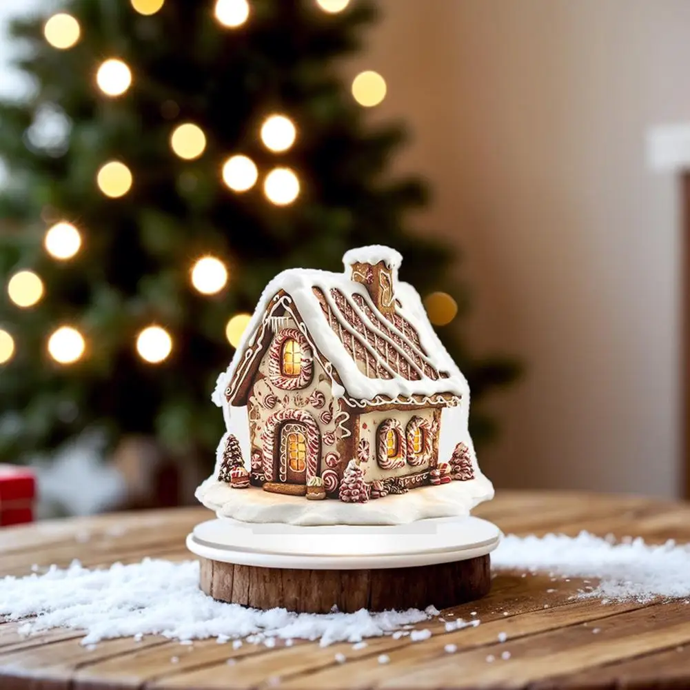 Christmas House Design Acrylic Statue Exquisite 2D Flat Craft Gifts Festival Decorations Colorful Garden Home Desktop Ornaments