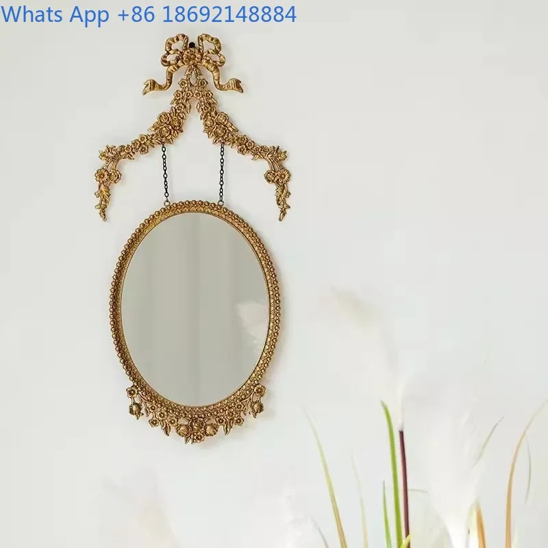 

Vintage European Style Metal Resin gold Antique Carved Mirror Frame Wall Decoration Light Luxury Wall-Mounted Mirror