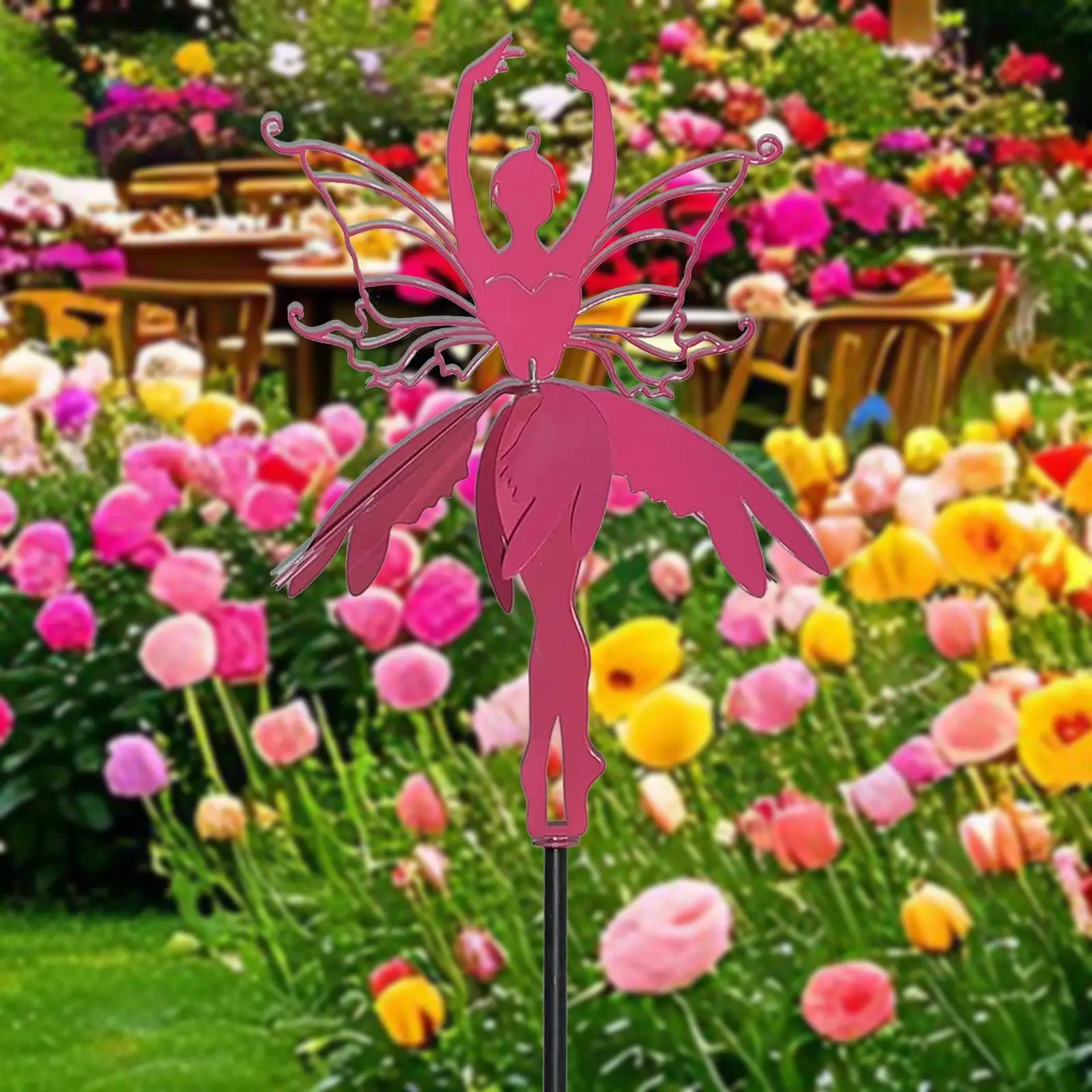 

Fairy Wind Spinner Metal Decorative Garden Stake for Courtyard Outside Lawn