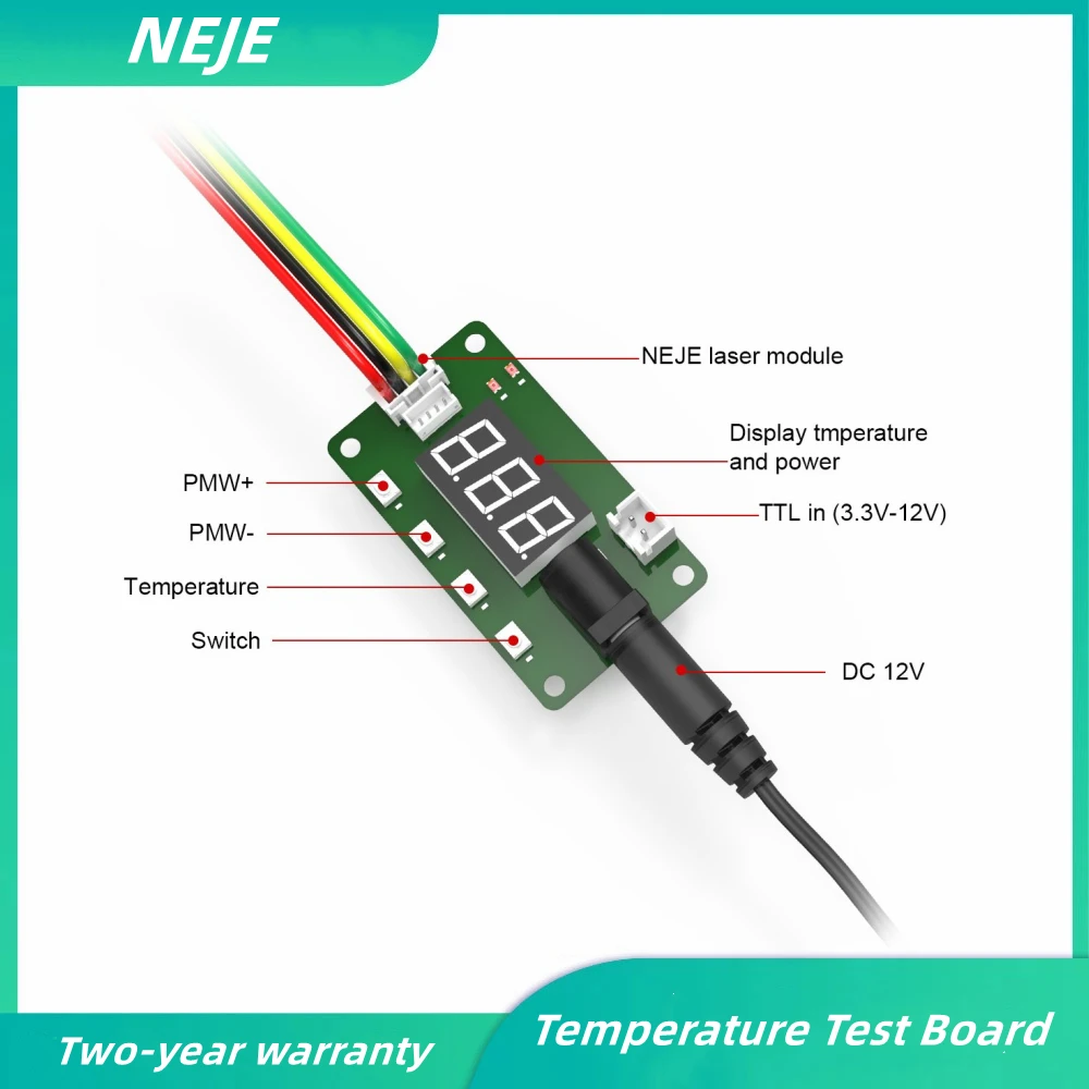 

NEJE Laser Module Temperature Test Board 12v GND TTL/ PWM Tester for Laser Module Manual PWM Control with Cable