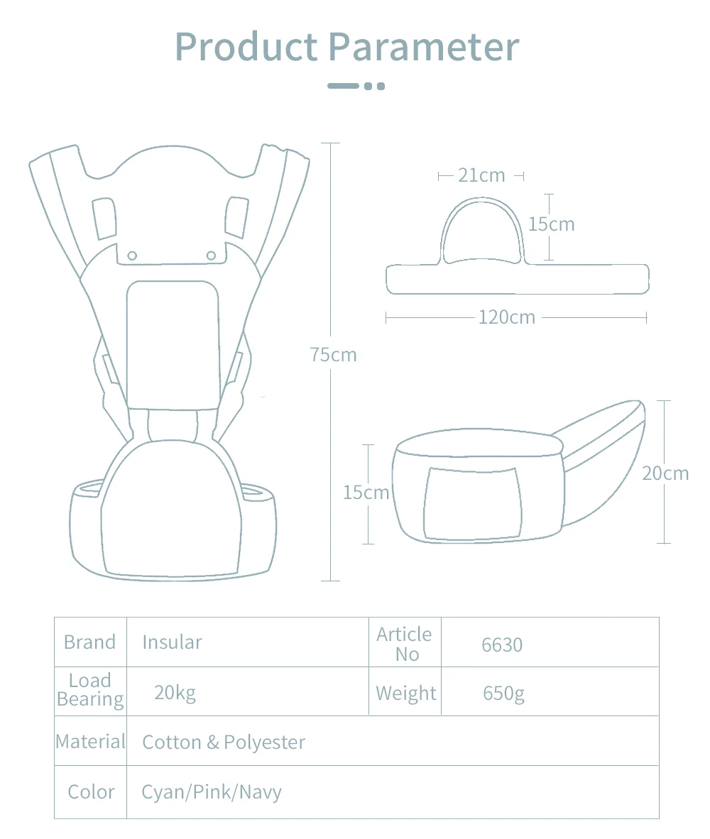 Insular  Ergonomics Baby Carrier Sling Portable Child Backpacks Thickening Shoulders 360 Ergonomic Hoodie Kangaroo 0-36 Months