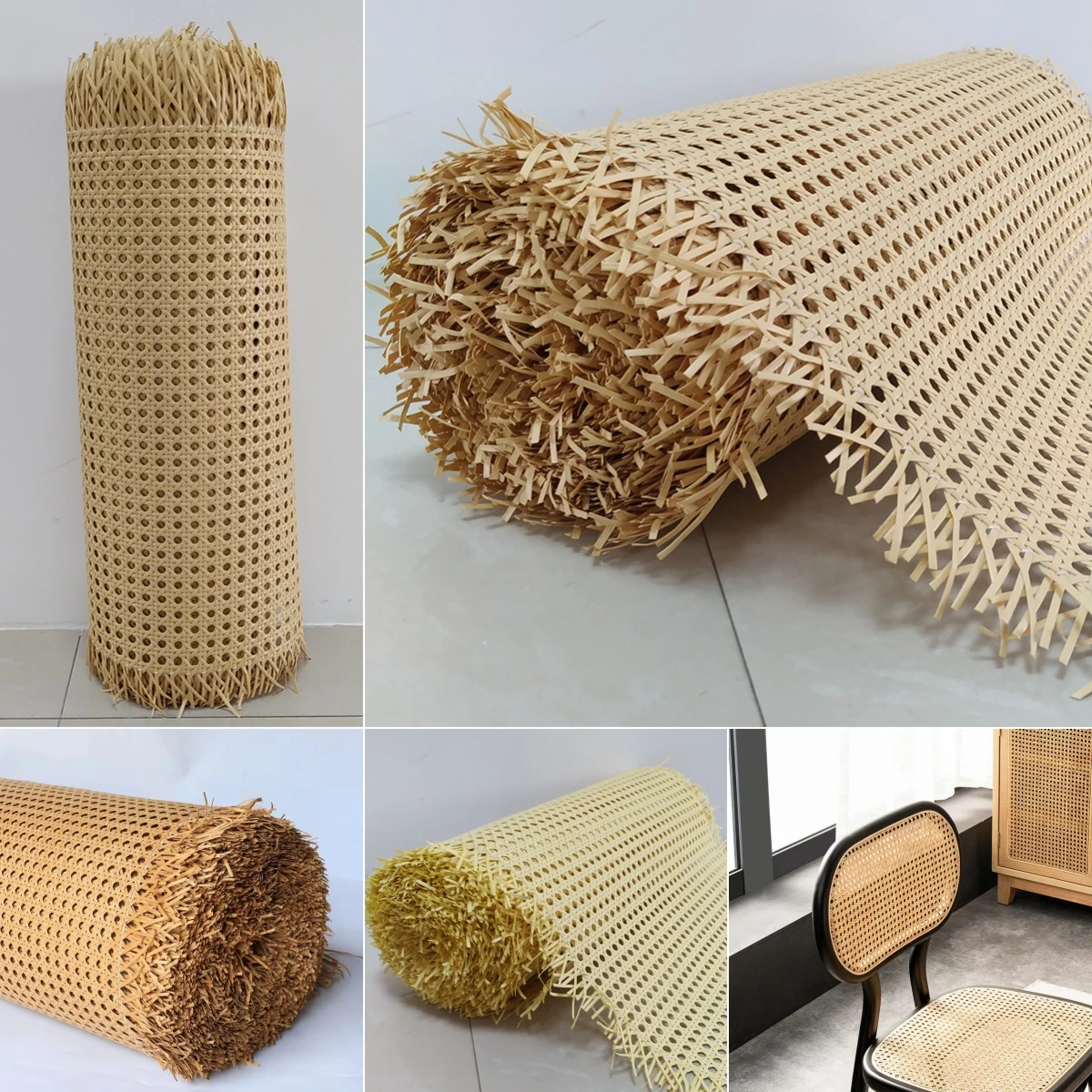 Waterproof Octagonal PE Plastic Artificial Rattan Cane Webbing Roll For Chair Table Furniture Material 40/45/50cm Wide 15 Meters