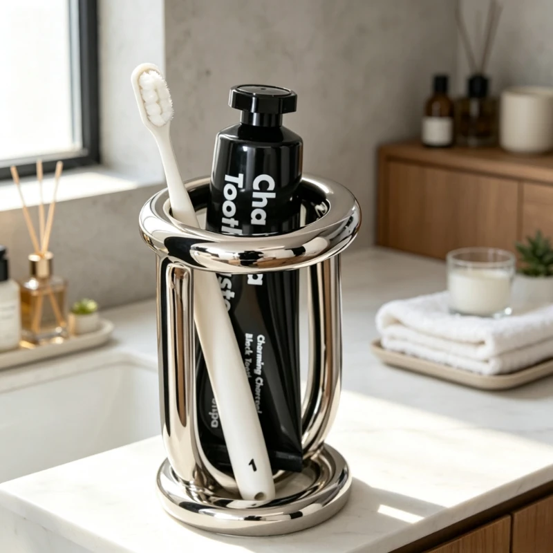 Ceramic Toothbrush Holder Organizer No Drill Bathroom Countertop Storage Rack for Toothpaste Makeup Brushes Easy Clean 칫솔 홀더