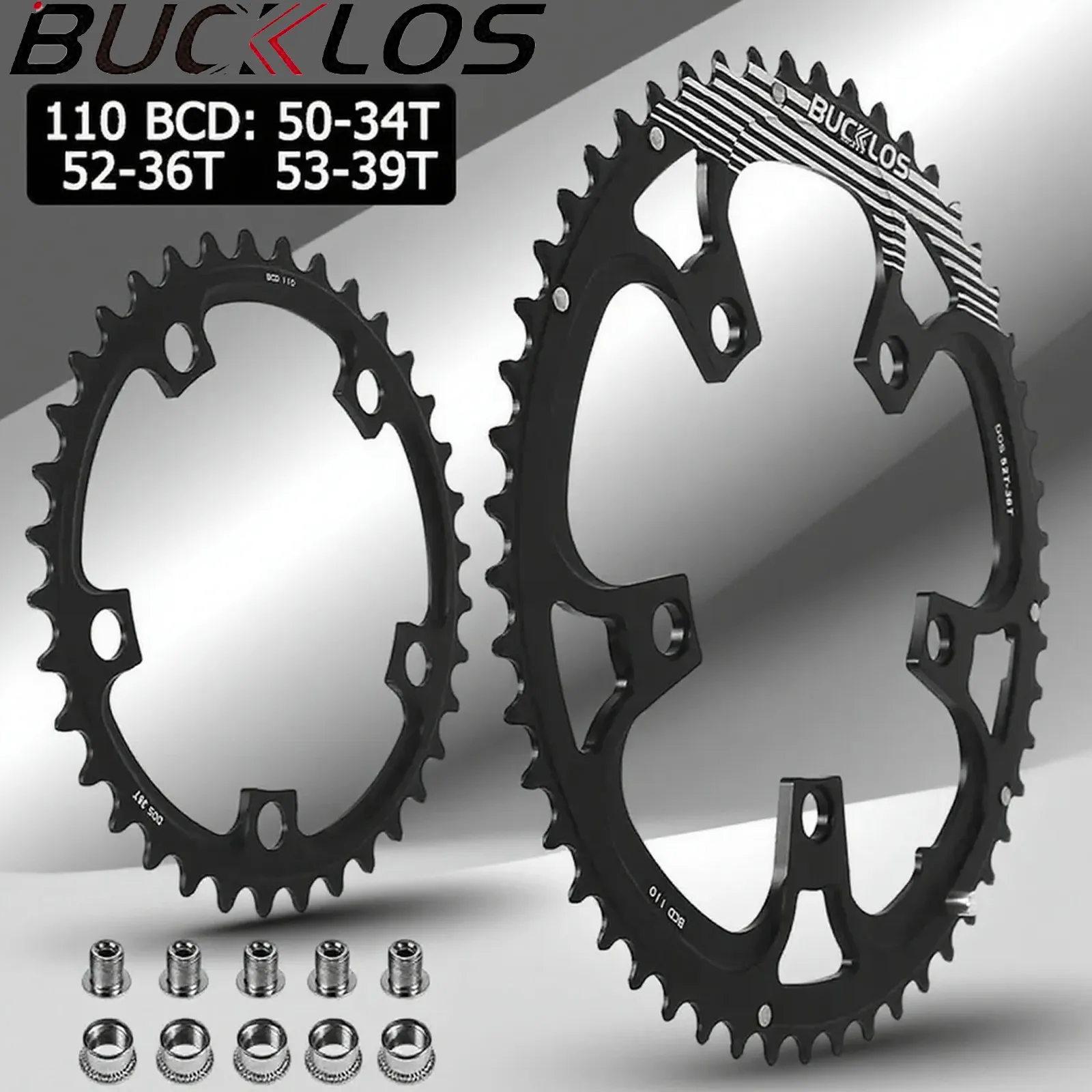 

BUCKLOS 110BCD Chainring Double Speed Chainwheel 50/34T 52/36T 53/39T Road Bike Crankset 34-53T Bicycle Chain wheel Converter