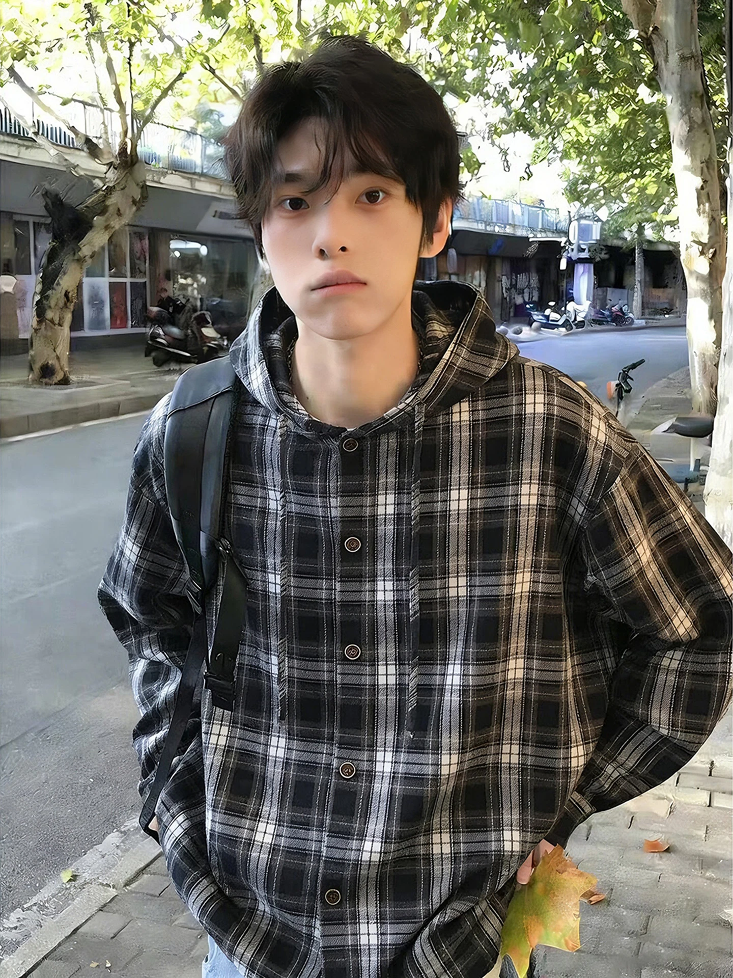 

Retro Hooded Open Cardigan Long Sve Men's irt Spring Season Casual Couple's American Sle Jaet Layering irt