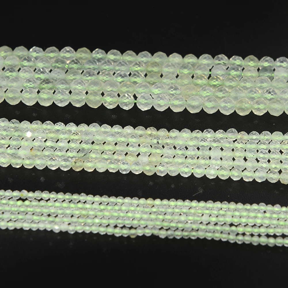 Natural Prehnite Faceted Round Beads 2mm,3mm,4mm，Fine Jewelry Making, DIY Bracelet And Necklace