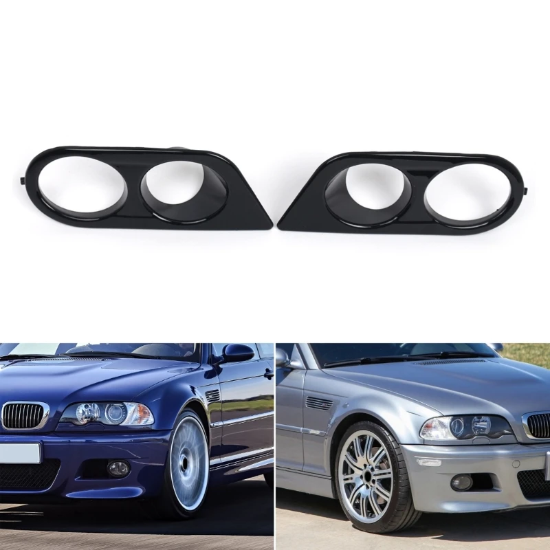 Pair Car Front Bumper Fog Light Lens Cover 51112695255 Replacement Fog Lamp Lens Trim Cover for E46 2 Door 2001-2006 D7YA