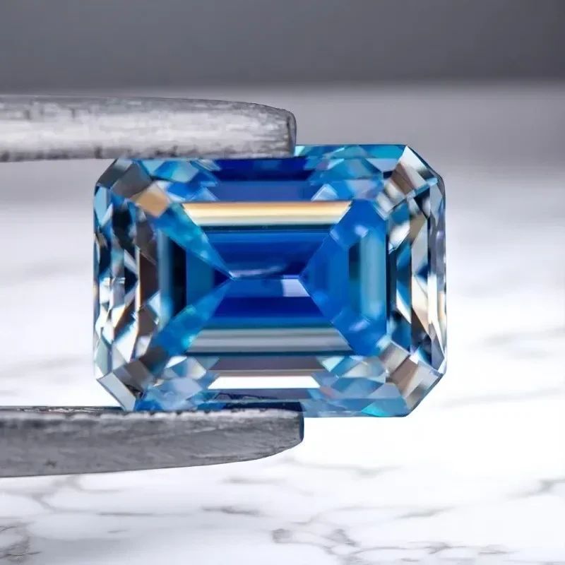 

L-ледяно-синий цвет, муассанит, драгоценный камень, изумрудная огранка, выращенный в лаборатории бриллиант, усовершенствованный подарок для изготовления ювелирных изделий с сертификатом
