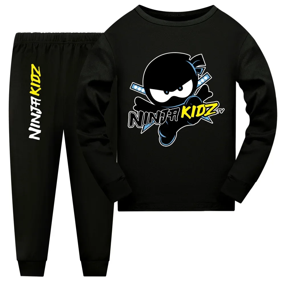 Newest NINJA KIDZ Clothes Kids T-shirt Sweatpants 2pcs Set Baby Girls Long Sleeve Pajama Sets Boys Spring Sleepwear