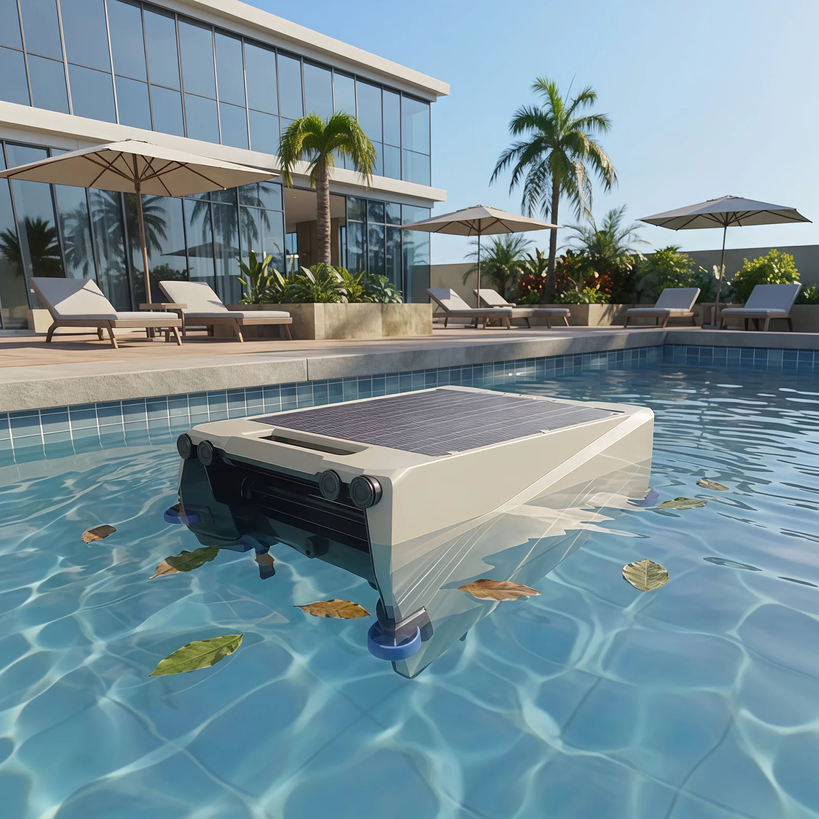 Solar Powered Pool Cleaner Wall Climbing Self-Parking