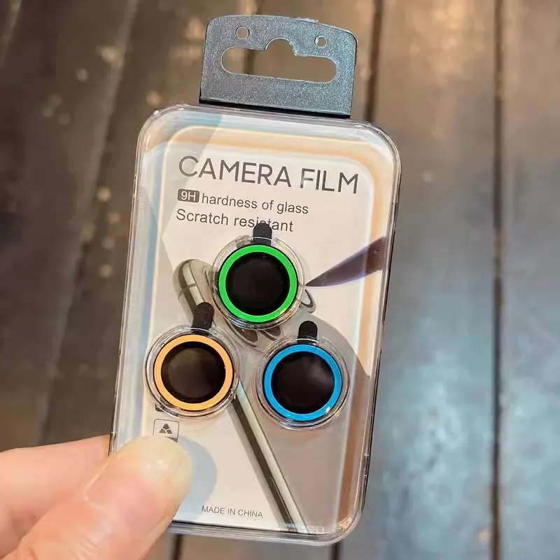 1 Set Luminous  Camera Protector Film For IPhone 14 13 12 11 15 Pro Max 14 Plus 12 13 Mini Lens Ring Tempered Glass Glowing Cap