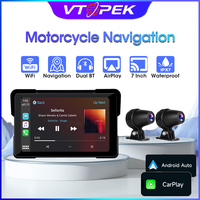 Vtopek 7 Inch Motorcycle CarPlay GPS Navigation 2K Lens Carplay Android Auto AirPlay Display Screen Portable Motorbike Monitor