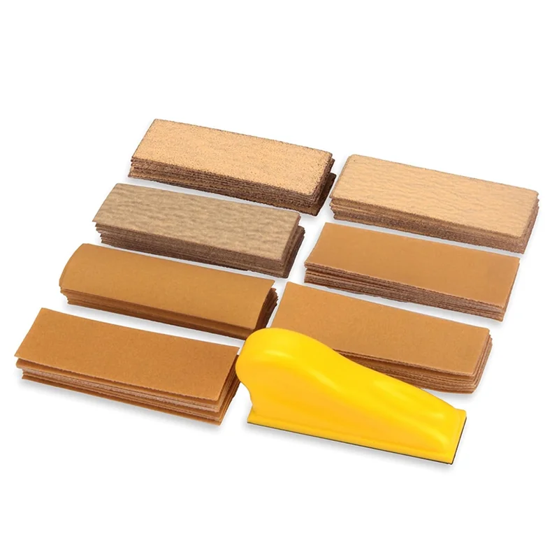 

ABRB-70 PCS Micro-Type Detail Sander Paper Kit, 3.5X1inch Mini Hand Sanding Block With Hook And Loop For Wood Crafts