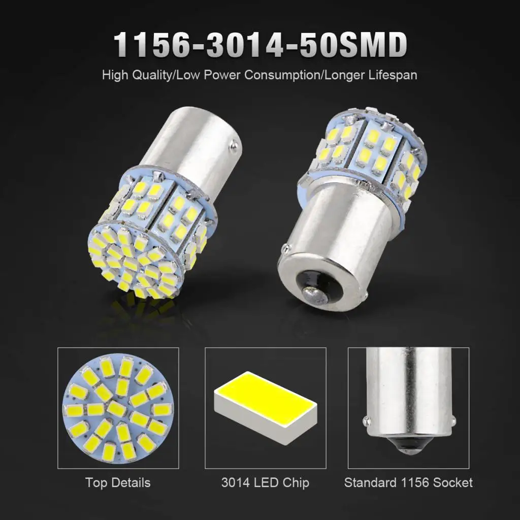 

20 x белая 1156 супер яркая 50 SMD светодиодная лампа указателя поворота для автомобиля
